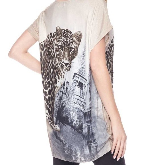 Mocha Leopard Top With Effel Tower 3X - Picture 6 of 6